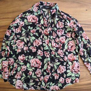 Parisian style the Kooples | SILK Shirt with Neon Rose Print